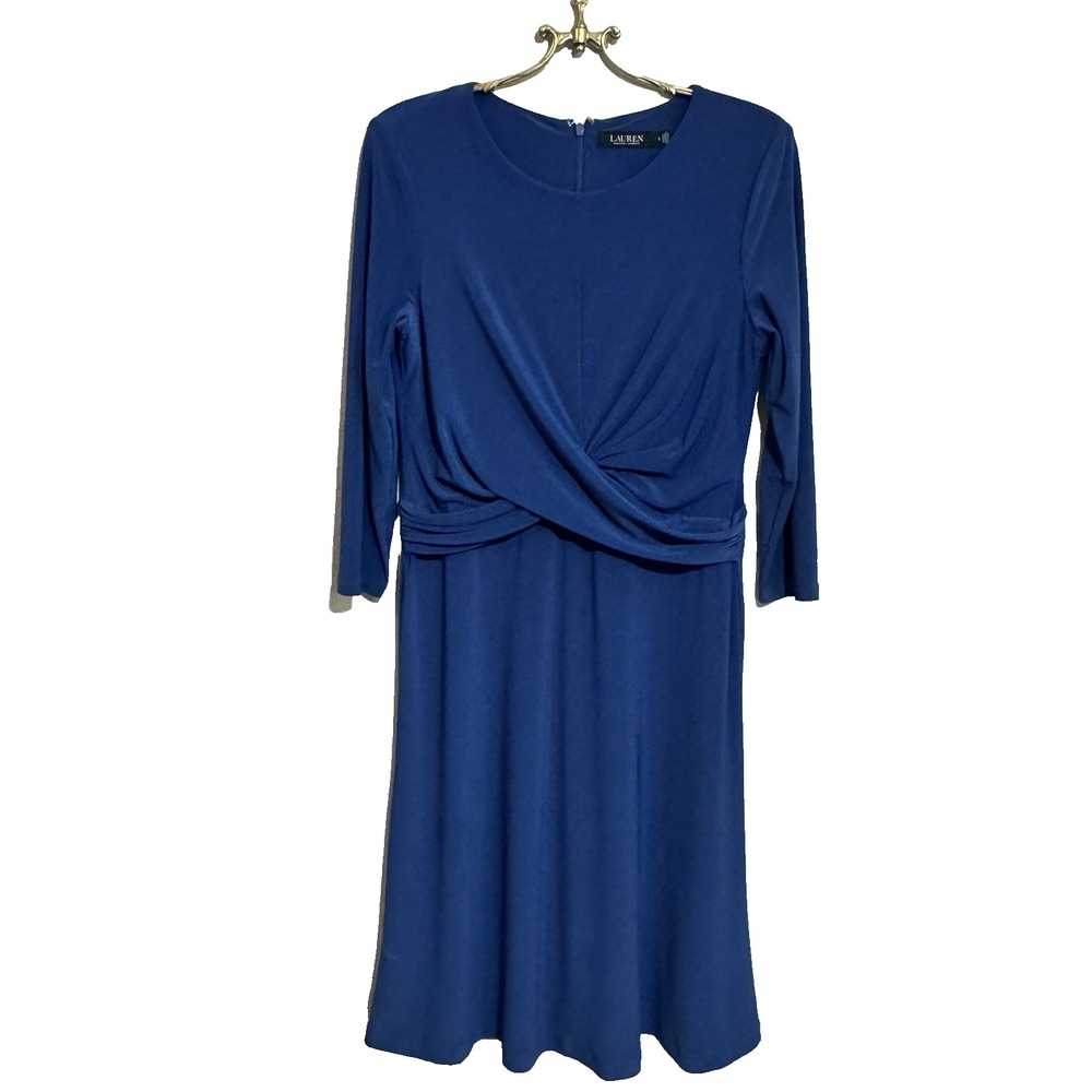 Lauren Ralph Lauren Jersey Knit Sheath‎ Dress Cross Front Stretch Womans size 8